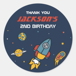 宇宙ロケット船子供の誕生日パーティー ラウンドシール