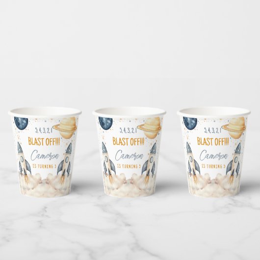 宇宙ロケット船宇宙誕生日会 紙コップ (複数)