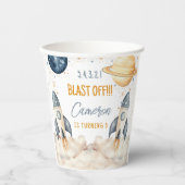 宇宙ロケット船宇宙誕生日会 紙コップ (正面)