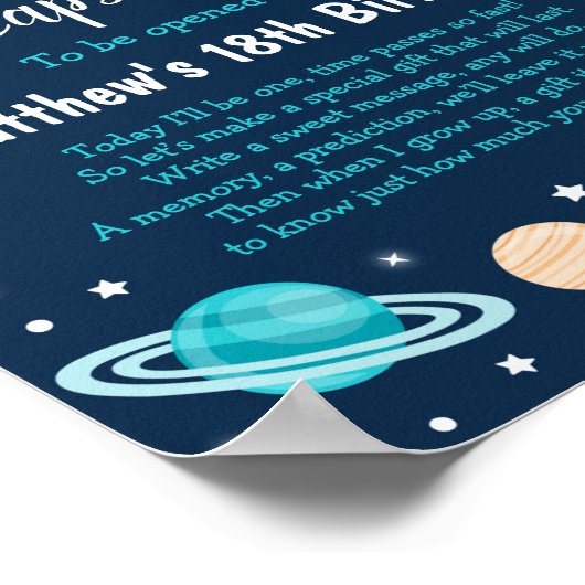 宇宙ロケット船惑星タイムカプセル第1の誕生日 ポスター (角)