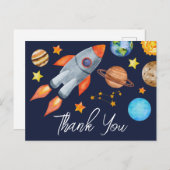 宇宙ロケット船誕生日ありがとう ポストカード (正面/裏面)