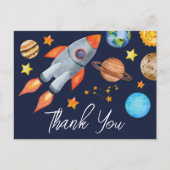 宇宙ロケット船誕生日ありがとう ポストカード (正面)