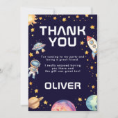 宇宙ロケット船誕生日パーティーサンキューカード 招待状 (正面)