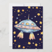 宇宙ロケット船誕生日パーティーサンキューカード 招待状 (裏面)