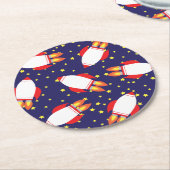 宇宙ロケット船誕生日パーティー ラウンドペーパーコースター (アングル)