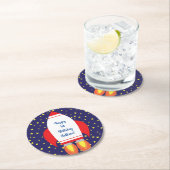 宇宙ロケット船誕生日パーティー ラウンドペーパーコースター (インサイチュ)