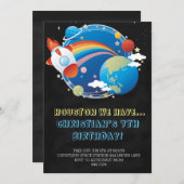 宇宙ロケット船誕生日招待状 招待状 (正面/裏面)
