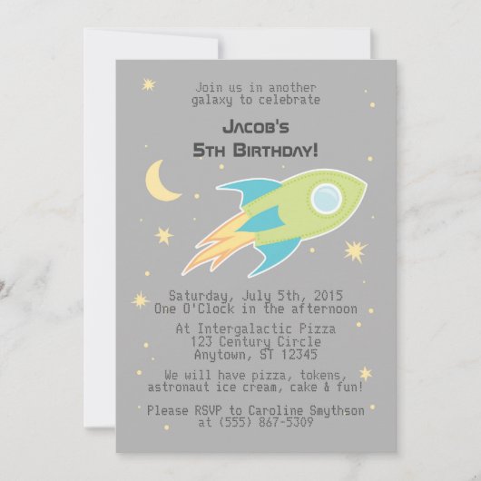宇宙ロケット船銀河グレーの招待状 招待状 (正面)