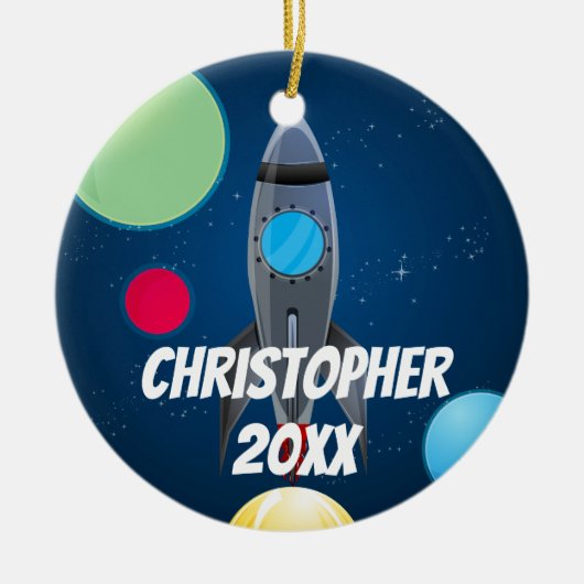 宇宙ロケット船 セラミックオーナメント (正面)