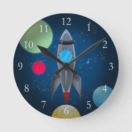 宇宙ロケット船 ラウンド壁時計