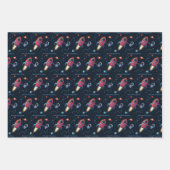 宇宙ロケット船 | UFOエイリアン誕生日 ラッピングペーパーシート (正面)