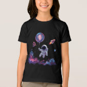 宇宙ロケット誕生日ティーキッズ トライブレンドＴシャツ (正面)