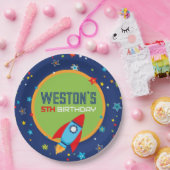 宇宙ロケット誕生日パーティー紙プレート ペーパープレート (パーティー)