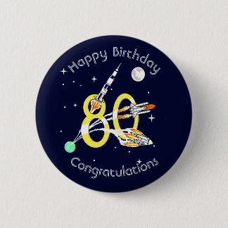 宇宙ロケット80歳の誕生日 缶バッジ