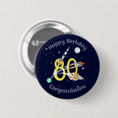 宇宙ロケット80歳の誕生日 缶バッジ (正面&裏面)
