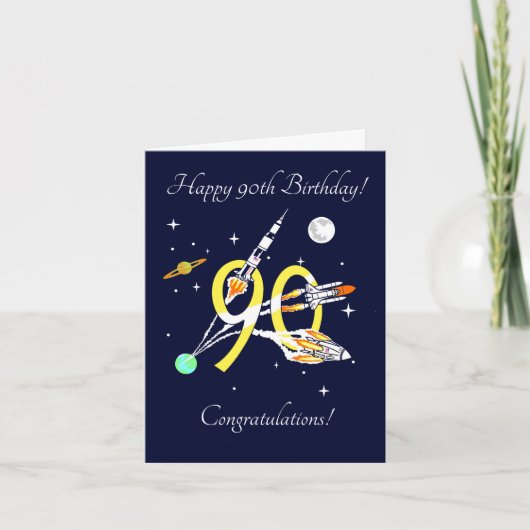 宇宙ロケット90th -誕生日カード カード (正面)