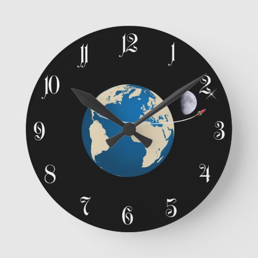 宇宙ロケット ラウンド壁時計 (正面)
