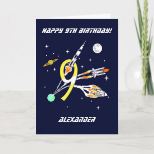 宇宙ロケット – 第9誕生日カード カード