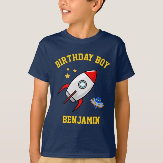 宇宙ロケット 誕生日パーティー 男の子 Tシャツ (正面)