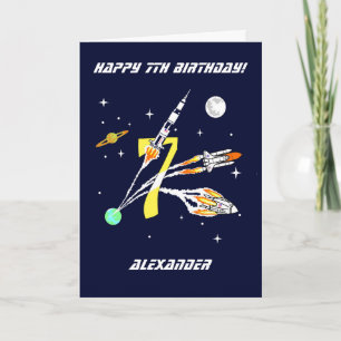 宇宙ロケット – 7誕生日カード カード