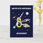 宇宙ロケット – 8誕生日カード カード (黄色い花)