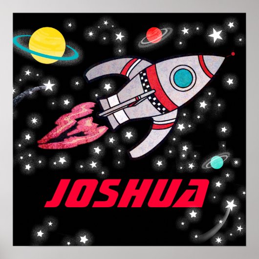 宇宙ロッパーソナライズされたクボーイズ黒赤ポスター ポスター (正面)