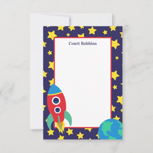 宇宙ロッパーソナライズされたトノートカード サンキューカード (正面)