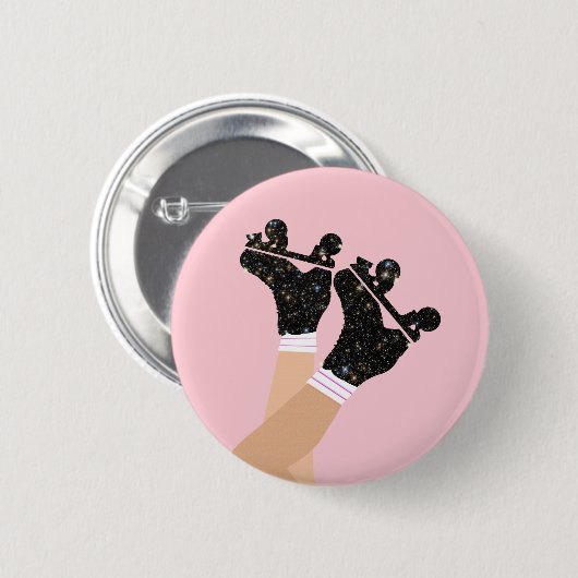 宇宙ローカッコいいラースケート選手ダービースケーターの贈り物 缶バッジ (正面&裏面)