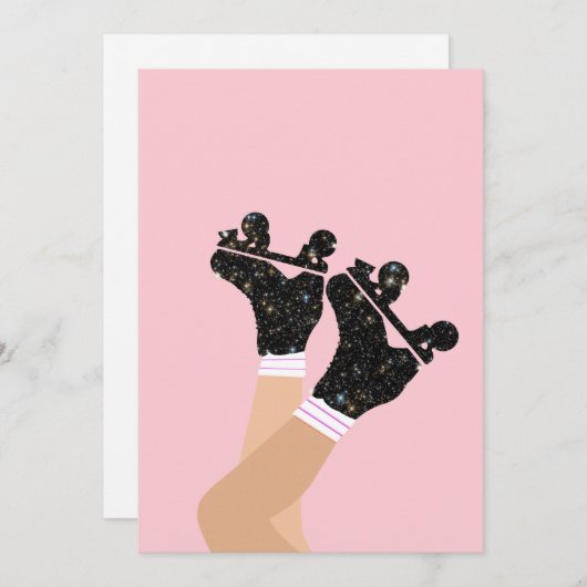 宇宙ローカッコいいラースケートDERBYスケーターピンク 招待状 (正面/裏面)