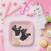 宇宙ローモダンラースケートのダービーピンクパーティー ペーパープレート (パーティー)