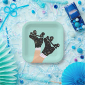 宇宙ローモダンラースケートのローラーダービーミント ペーパープレート (パーティー)