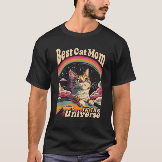 宇宙一の猫のママ 60年代 70年代 ヒッピーの美学 Tシャツ (正面)
