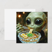 宇宙人がラーメンを食べる面白いデザイン (正面/裏面)