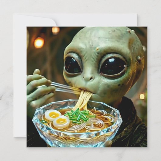 宇宙人がラーメンを食べる面白いデザイン (正面)