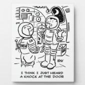 宇宙人が宇宙船のドアをノックする。おもしろい フォトプラーク (正面)