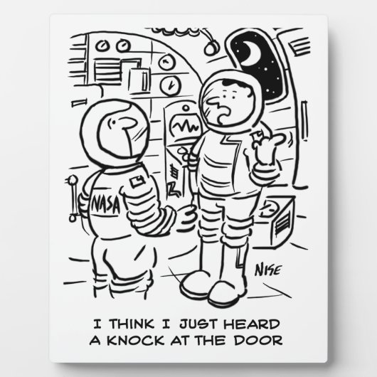 宇宙人が宇宙船のドアをノックする。おもしろい フォトプラーク (正面)