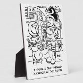 宇宙人が宇宙船のドアをノックする。おもしろい フォトプラーク (側面)