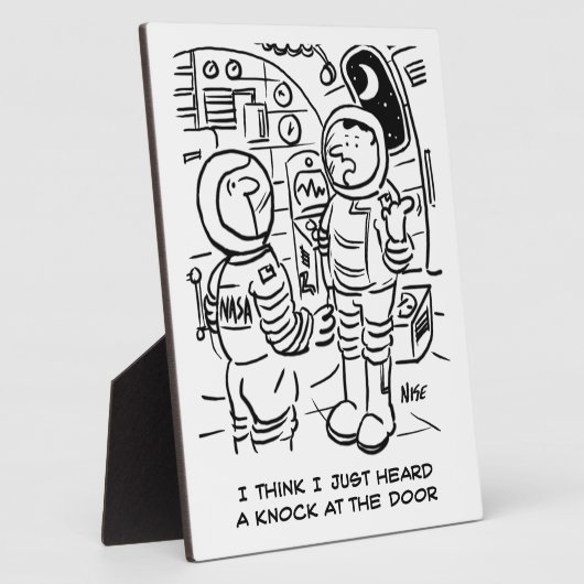 宇宙人が宇宙船のドアをノックする。おもしろい フォトプラーク (側面)