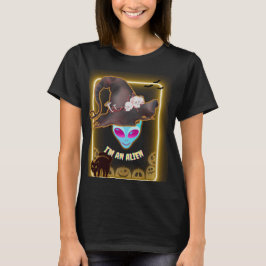 「宇宙人だよ」ハロウィンTシャツ:ネオンデザイン Tシャツ