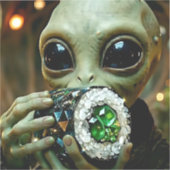 宇宙人とクリスタル寿司  シール (正面)