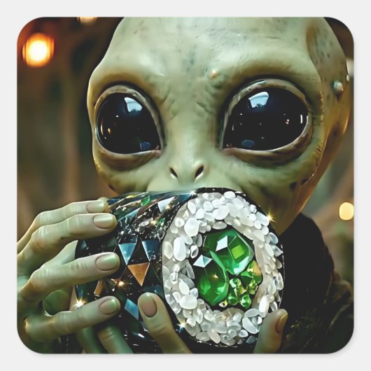 宇宙人とクリスタル寿司 スクエアシール (正面)