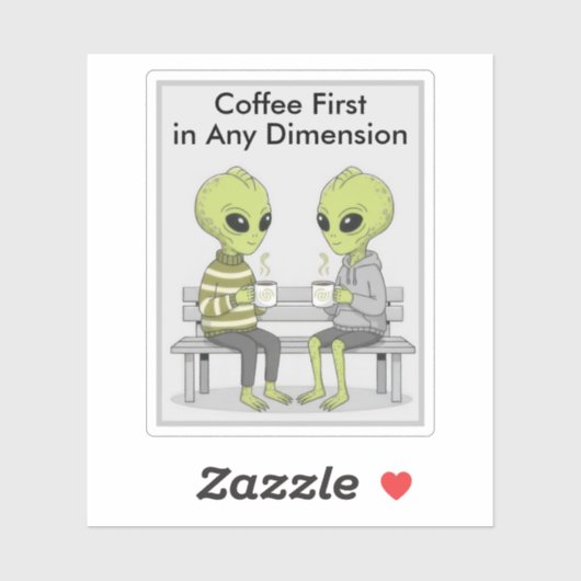 宇宙人とコーヒーのユーモア シール (シート)