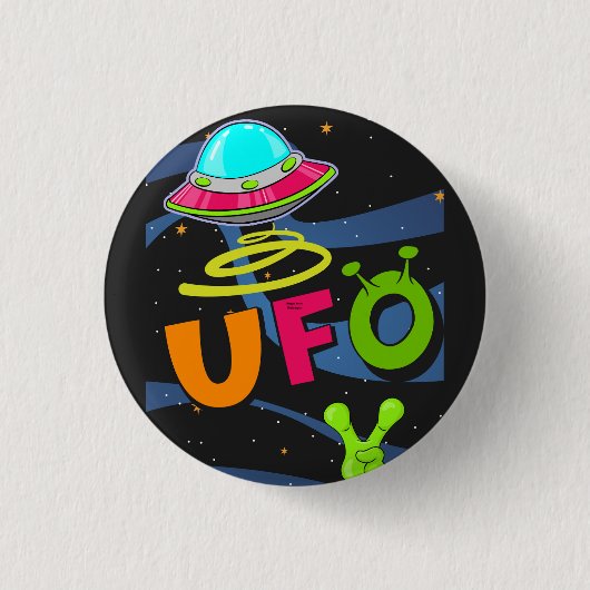 宇宙人に宇宙でハローと言う 缶バッジ (正面)