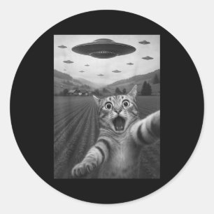 宇宙人に驚くエド・キャット・セルフィー ラウンドシール