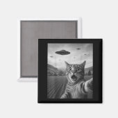 宇宙人に驚くエド・シーラン 猫 セルフィー マグネット (正面/裏面)