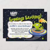 宇宙人のパーティの招待状-宇宙の惑星 招待状 (正面/裏面)