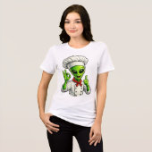 宇宙人シェフの可愛いデザイン 宇宙料理人 トライブレンドTシャツ (正面全面)