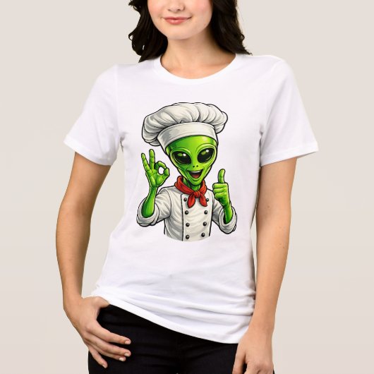 宇宙人シェフの可愛いデザイン 宇宙料理人 トライブレンドTシャツ (正面)