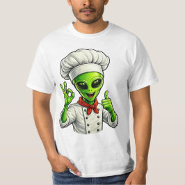 宇宙人シェフの可愛いデザイン Tシャツ