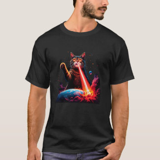 宇宙人信者必見!レーザー目つき猫 Tシャツ